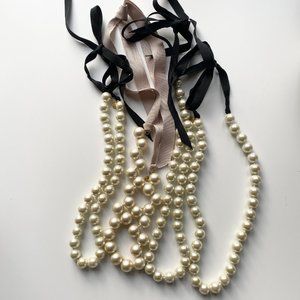 J. Crew pearl/grosgrain ribbon necklaces